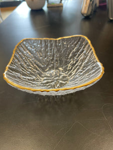 Square glass dip with gold rim