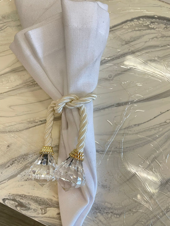 Rope napkin ring with diamond piece set of 4