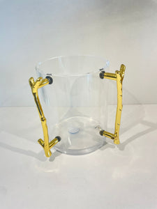 Lucite washing cup with gold branch handles
