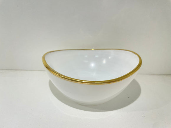 White Dip Bowl with Gold Rim