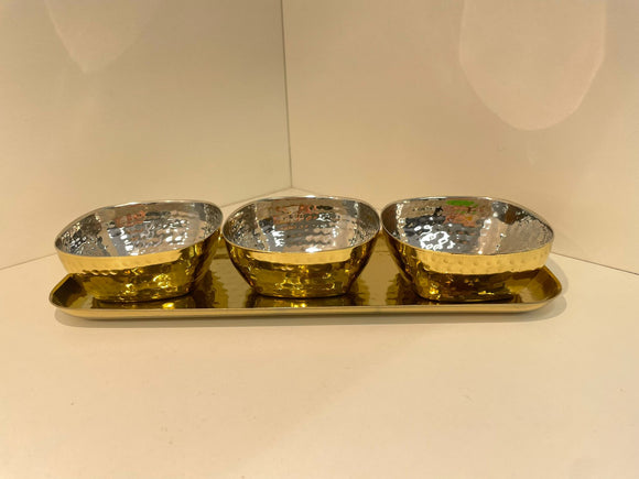 Gold and silver hammered dip set