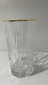 Set of 6 highball glass with cut design and gold rim
