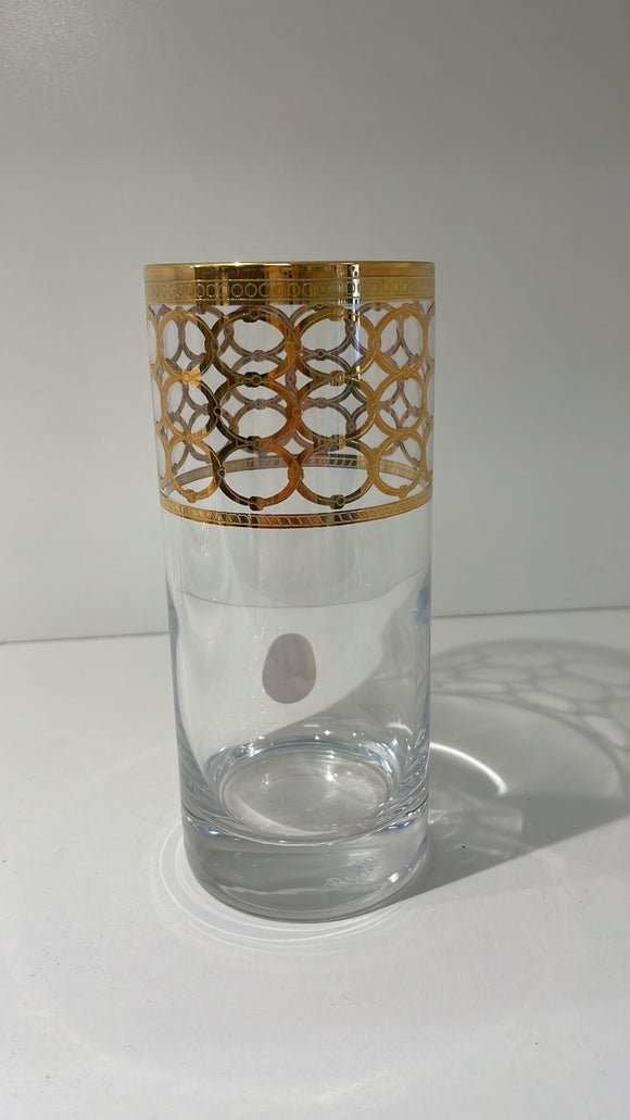 Highball glass with gold artsy design
