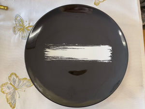 Set of 4 Black dinner plate with white Design #10