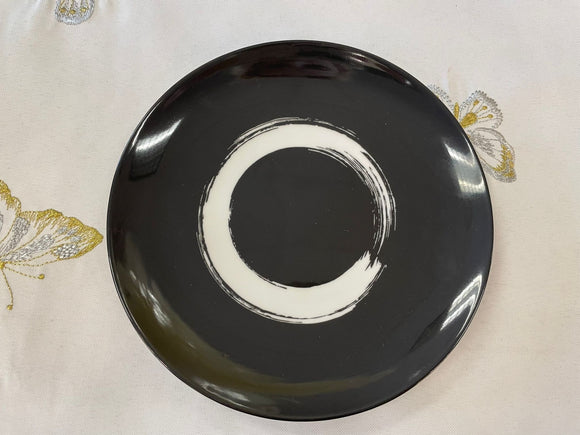 Set of 4 black salad plate with white Design #11