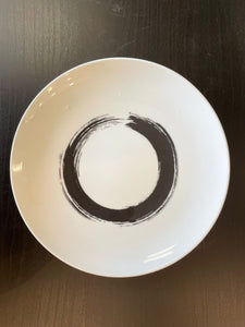 Set of 4 whie salad plate with black Design #10