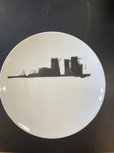 Set of 4 White dinner plate with black Design #11