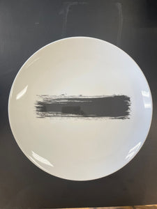 Set of 4 White dinner plate with black Design #12