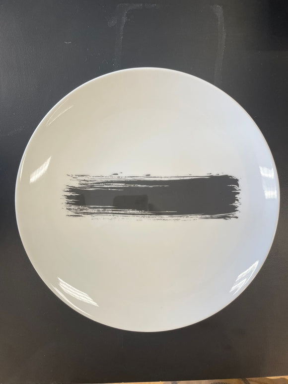 Set of 4 White salad plate with black Design #12