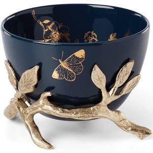 Navy bowl with gold stand
