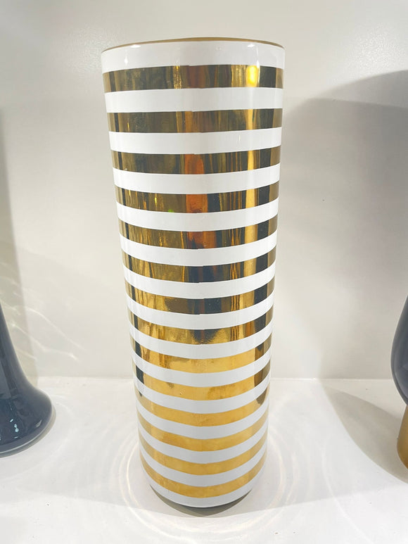 Gold & White stripped vase