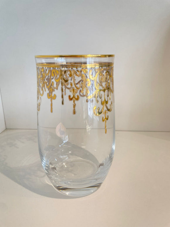 Set of 6 highball glass with gold design