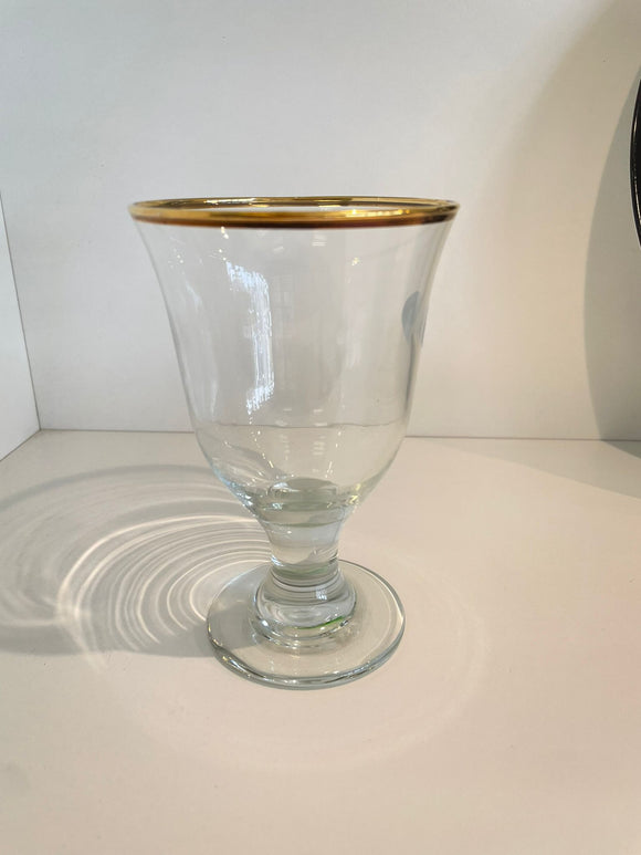 Set of 6 glass with short stem and gold rim