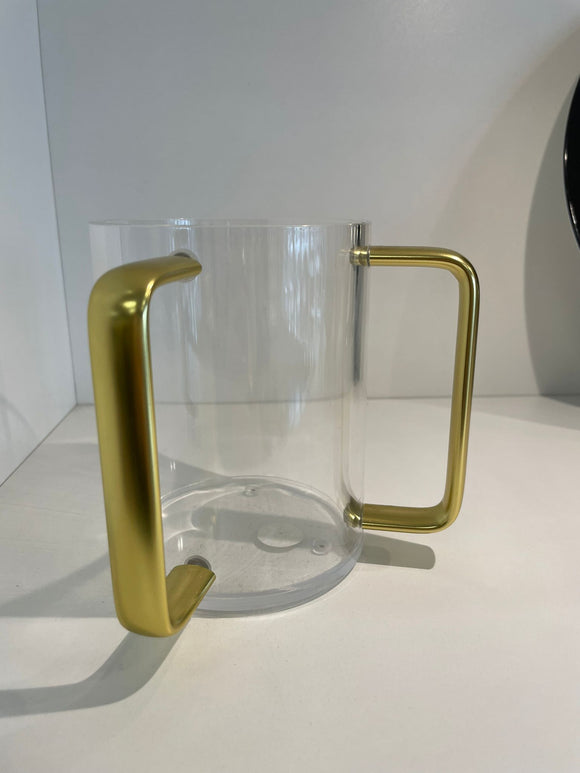 Lucite washing cup with gold handle