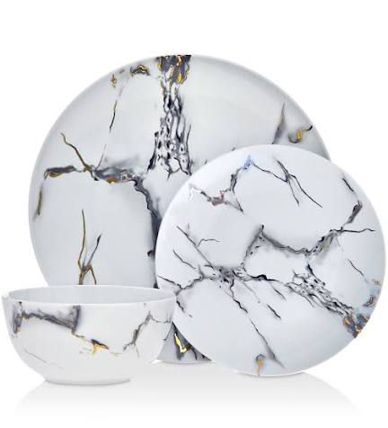 48 pc marble dinnerware set