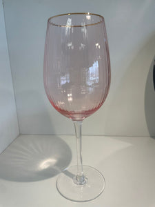 14 oz peach glass with gold rim