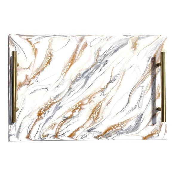 Silver&Gold lucite challah board with Gold handles #3