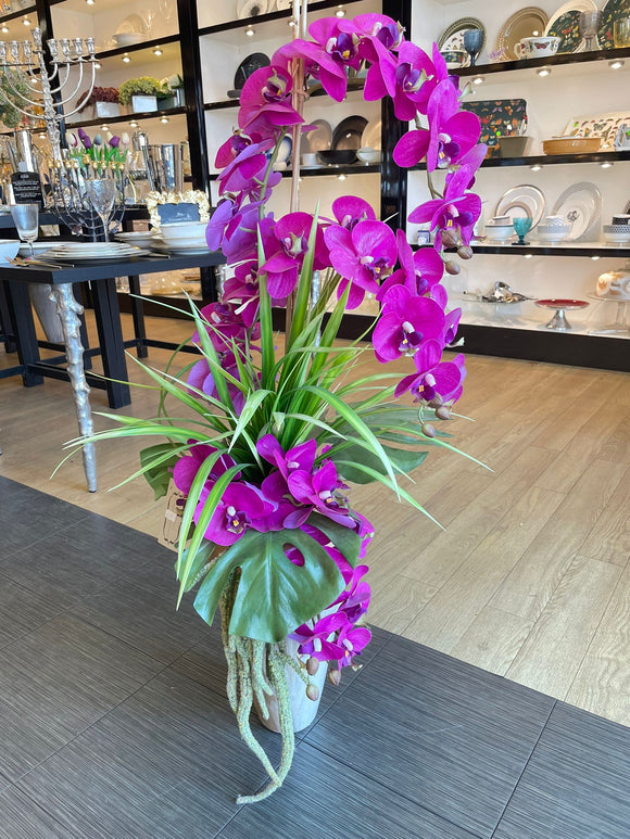 Tall purple orchid arrangement