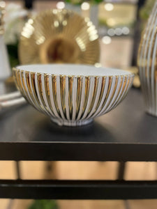 Ceramic white and gold salad bowl