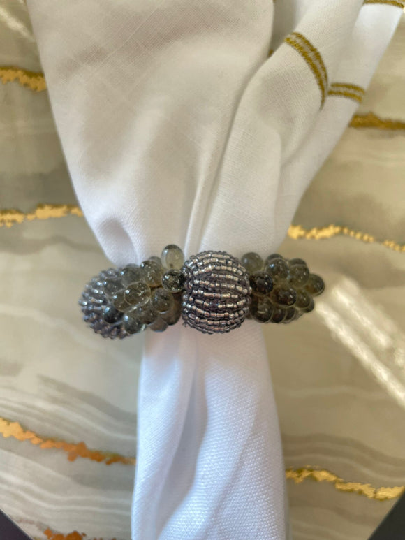 Gray Pearl Napkin Ring Set of 12