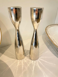 Set or two  Silver colored candle Sticks