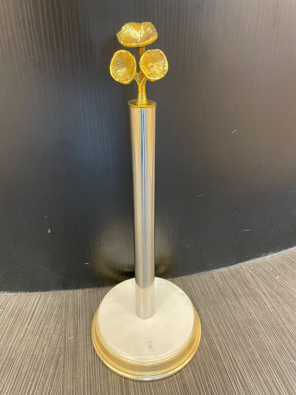 Gold Paper towel Holder with flowers