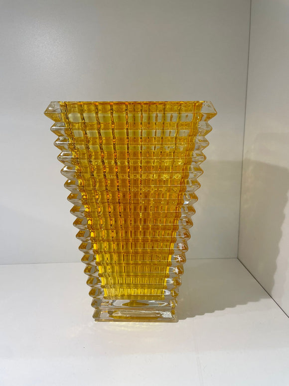 Small rectangular crystal vase - Amber