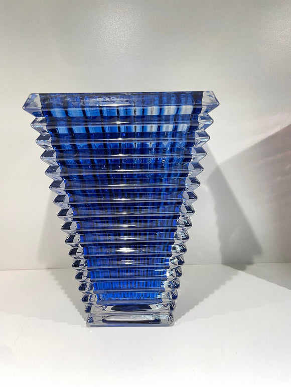 Small rectangular crystal vase - Blue