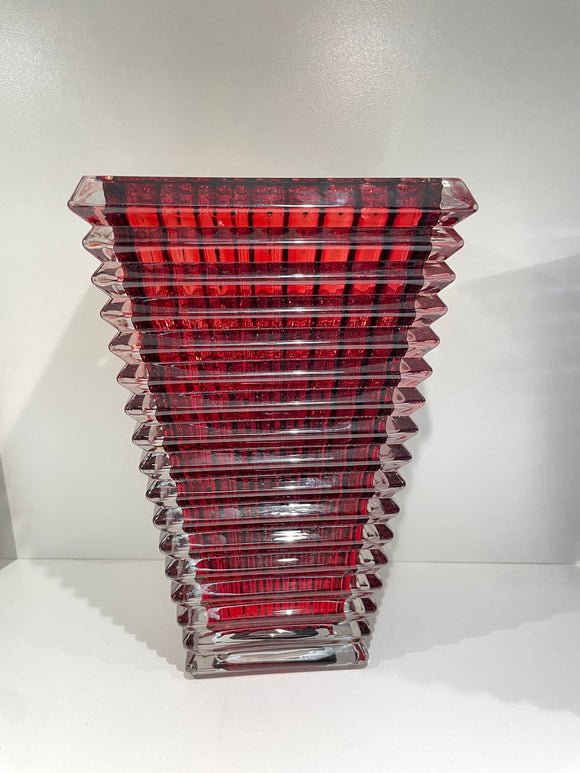 Small rectangular crystal vase - Red