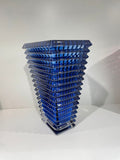 Small rectangular crystal vase - Blue