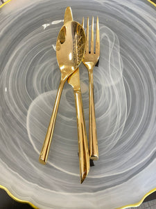 20 piece full gold flatware set with flat bottom #1334