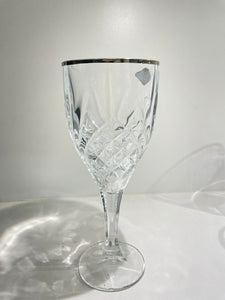 Set of 4 crystal stemware with silver rim