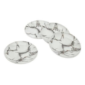 Set of 4 marble porcelain dessert plates with gold Design