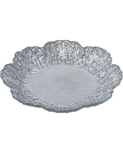 Set of 4 Silver glass flower shaped dessert plates
