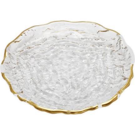 Set of 4 glass dessert plates  With gold rim