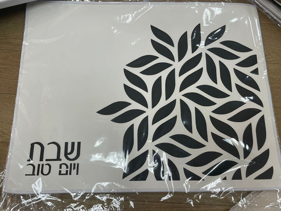 White Challah Cover with Black Print #47