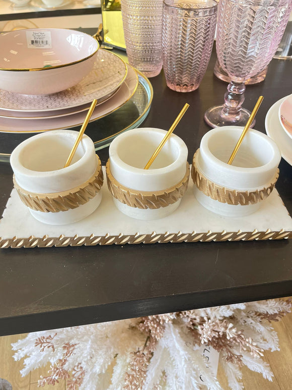 Marble dip set with spoons
