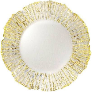 Set of 4 gold floral chargers #118