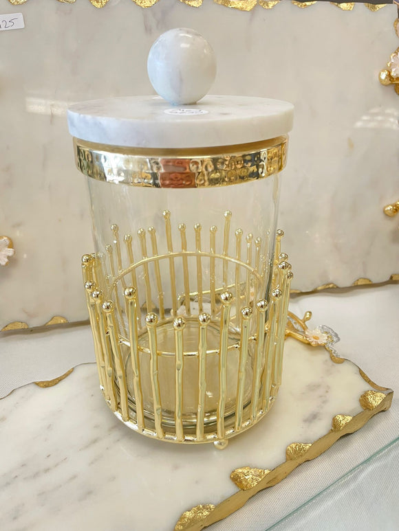 Medium canister with marble lid #712