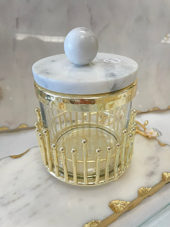 Small canister with marble lid #713