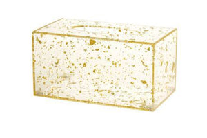 Lucite sparkly tissue box gold