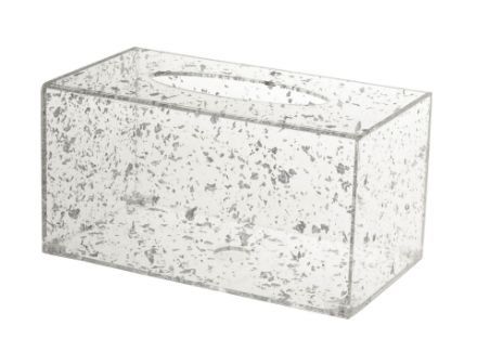 Lucite sparkly tissue box silver