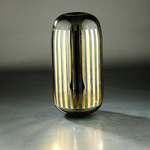 Dark gray vase with gold lines large 14”