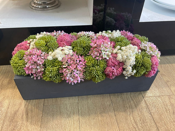 Green, Pink & White Flower Boxwood