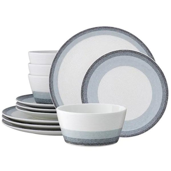 12 piece noritake colorscapes- ash round