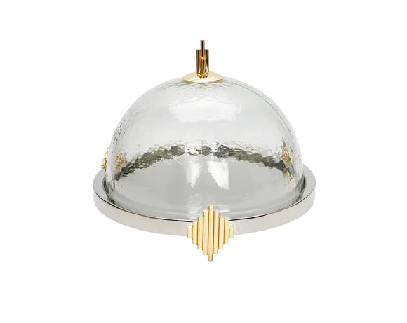 Stainless steel cake dome with gold symmetrical design #222