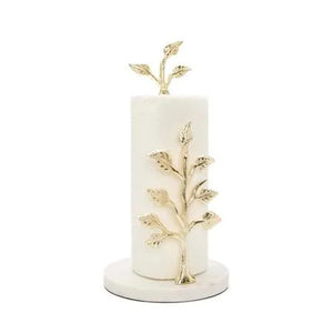 Gold marble paper towel holder - leaf