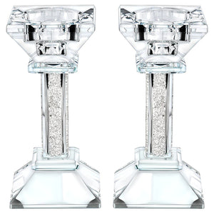Set of 2 Crystal candlesticks - Height: 5.3"