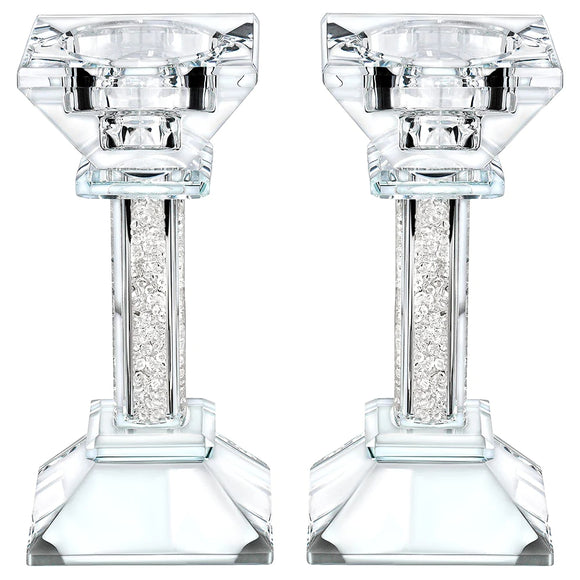 Set of 2 Crystal candlesticks - Height: 5.3