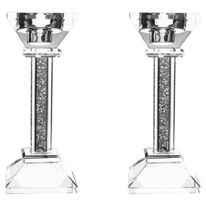 Set of 2 dark Crystal candlesticks
